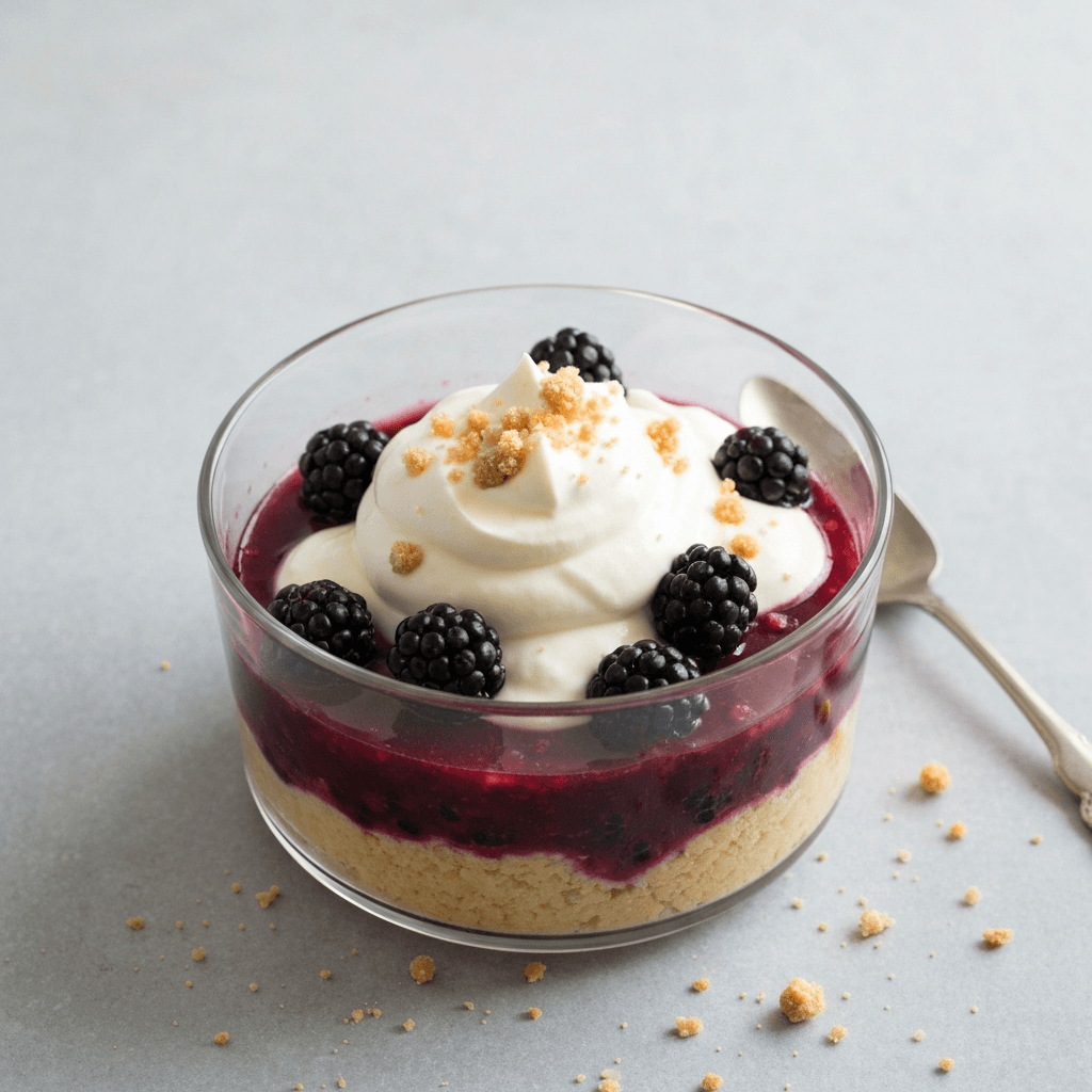 Easy Blackberry Fool with Crumbled Shortbread