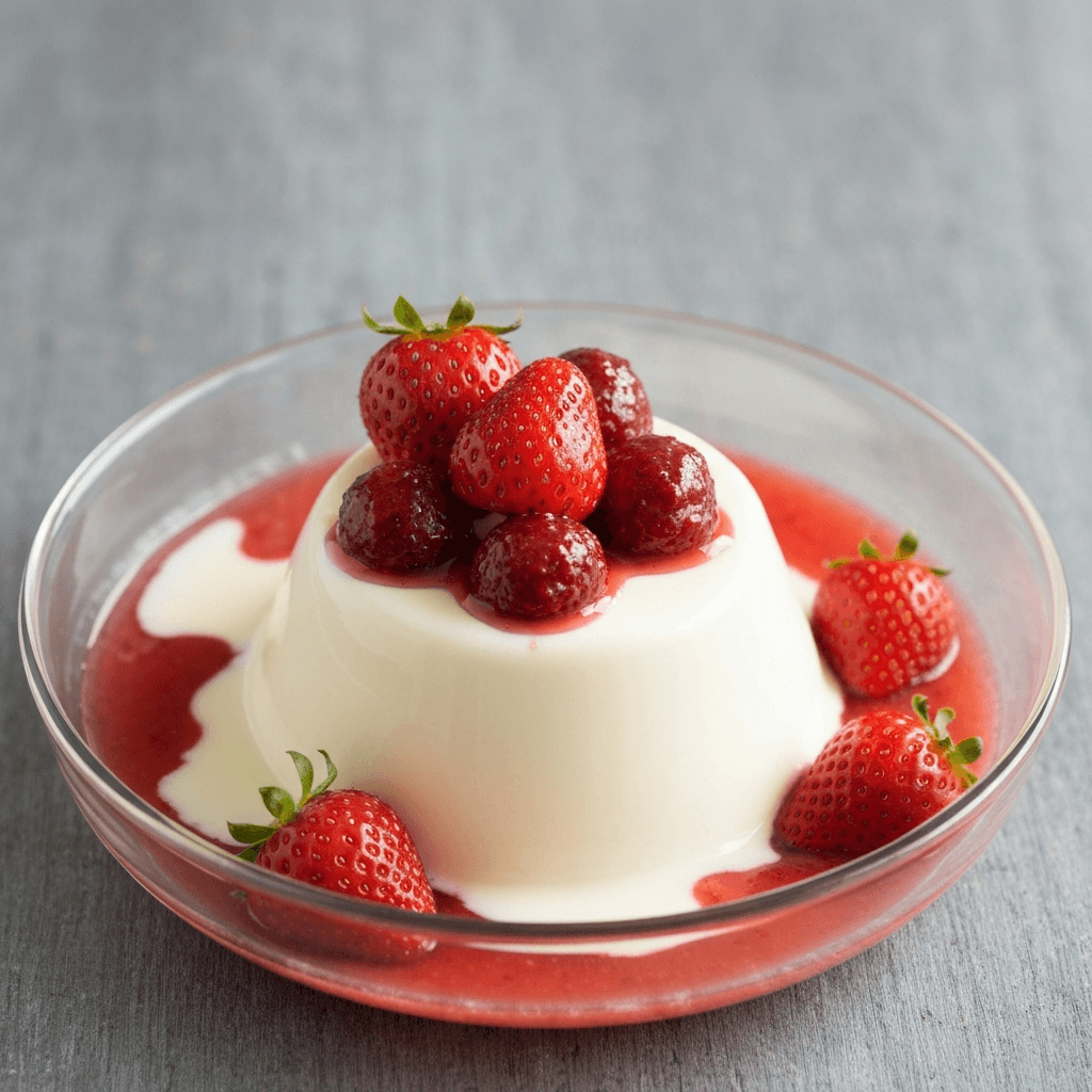 Jersey Milk Panna Cotta with Balsamic Glazed Strawberries