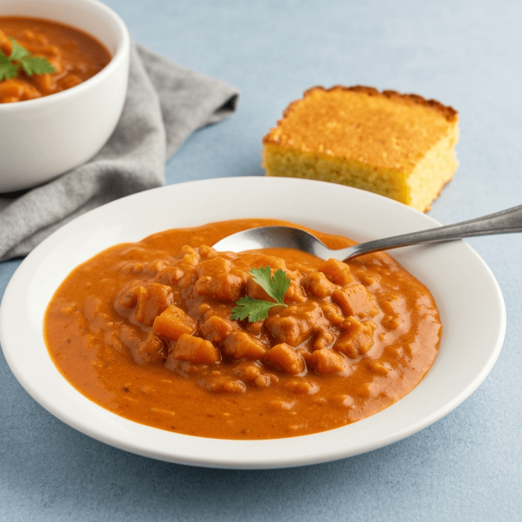 Pumpkin Chili with Maple Syrup Glazed Cornbread