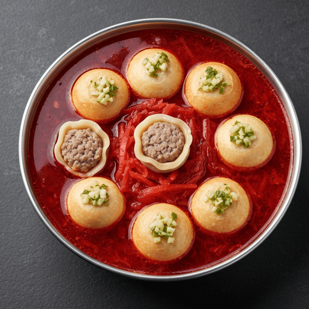 Borscht and Pampushky Dumpling Soup