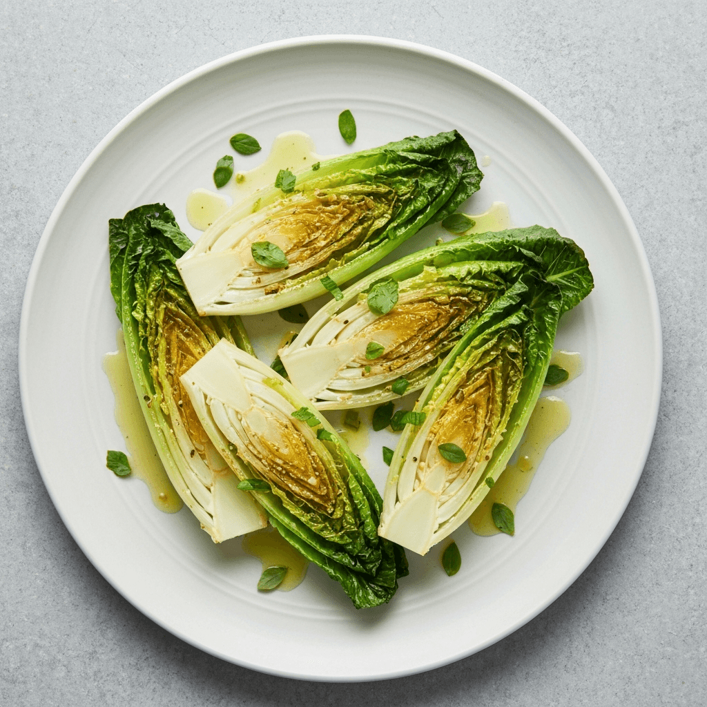 Grilled Romaine Hearts with Lemon-Garlic Vinaigrette