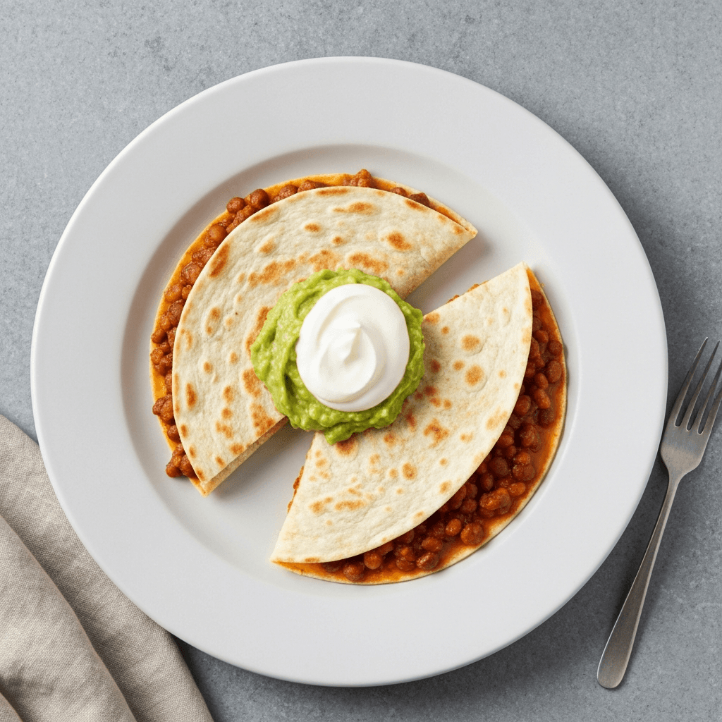 Chili Quesadillas with Sour Cream and Guacamole