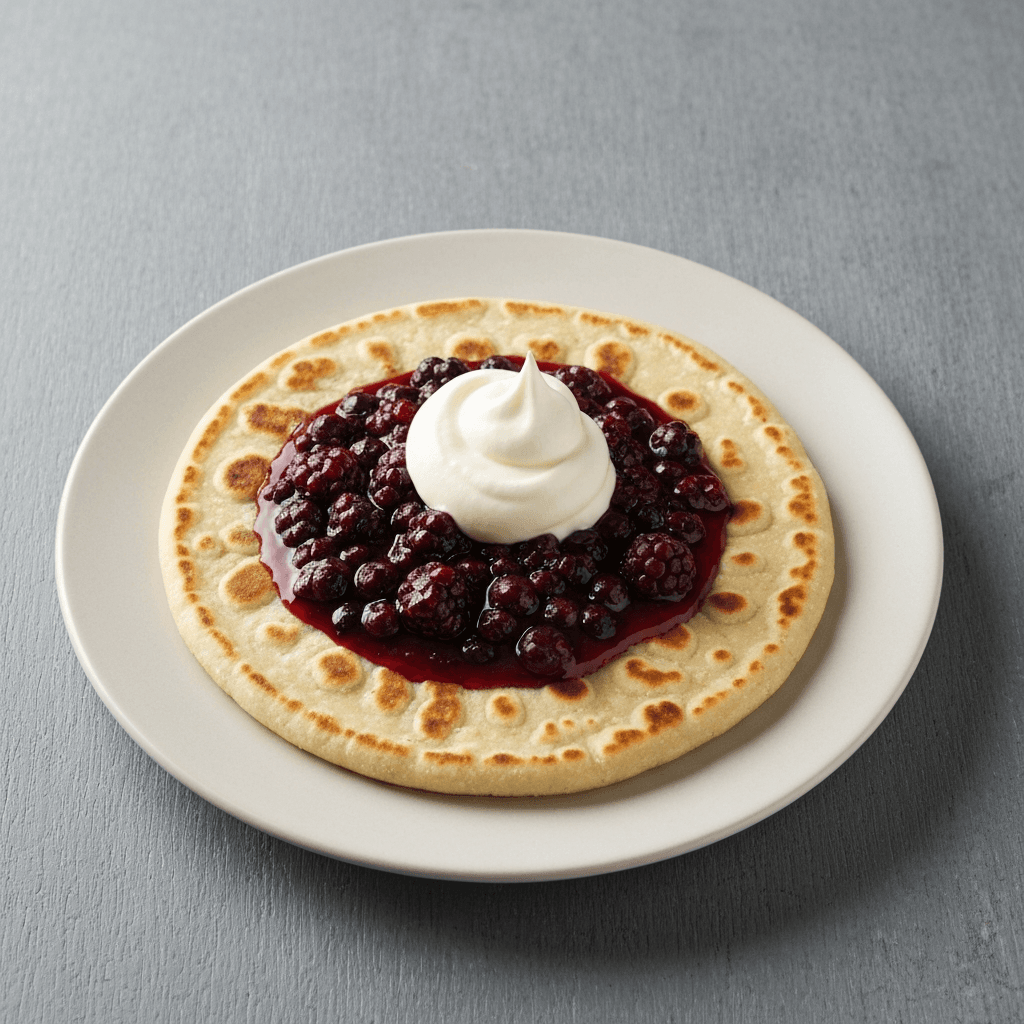 Bannock with Berry Compote and Whipped Cream