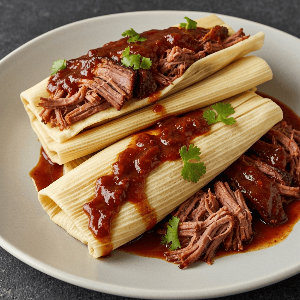 Smoked Brisket Tamales with Chipotle BBQ Glaze