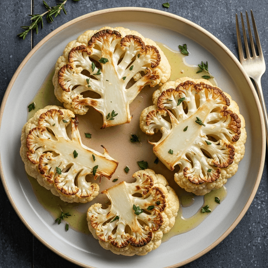 Garlic & Lemon Roasted Cauliflower Steaks