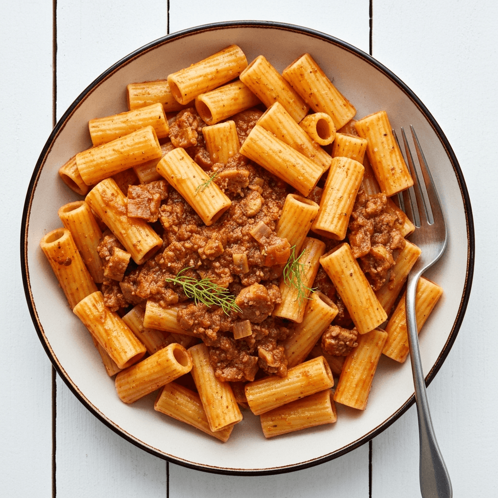 Spicy Rigatoni with Fennel Sausage Ragù