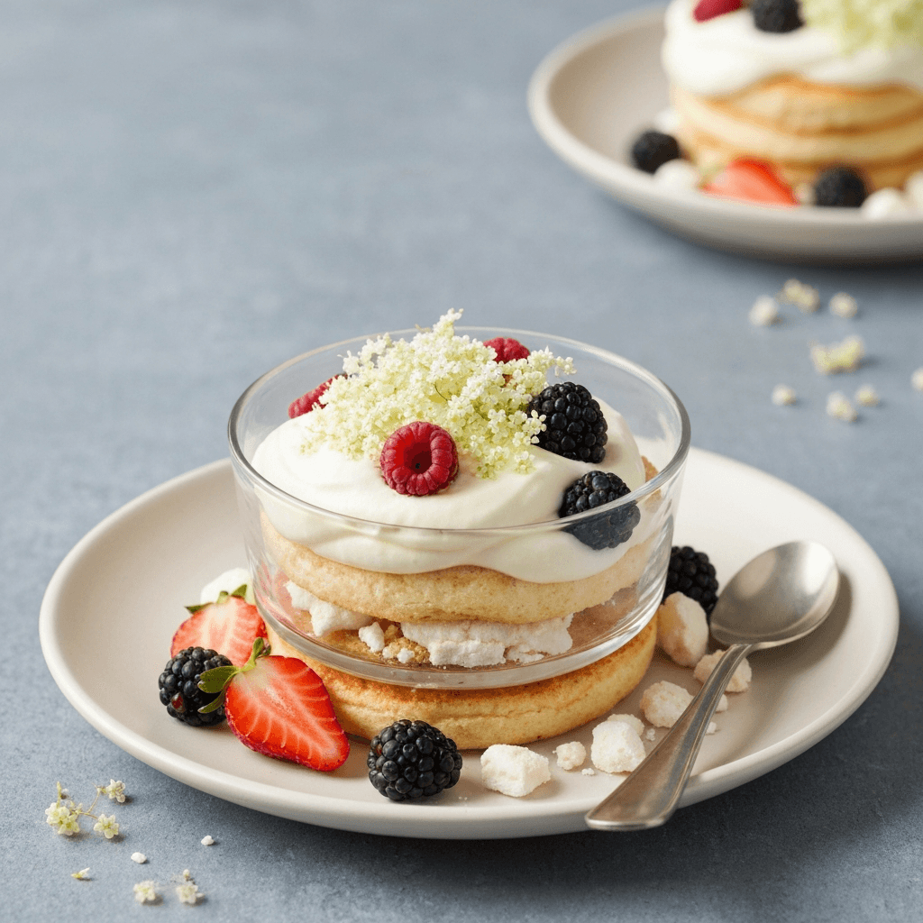 Eton Mess with Summer Berries and Elderflower Cream