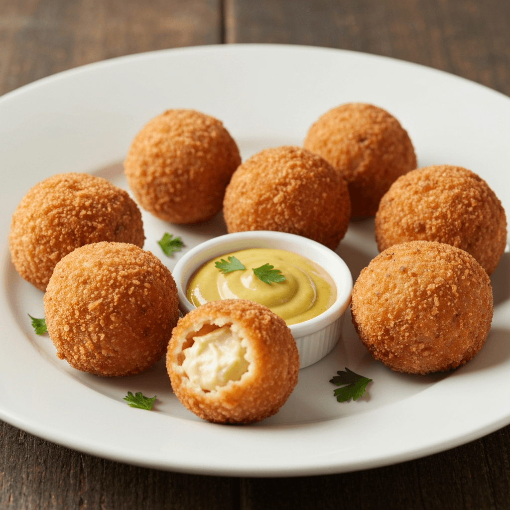 German Sauerkraut Balls with Mustard Dipping Sauce