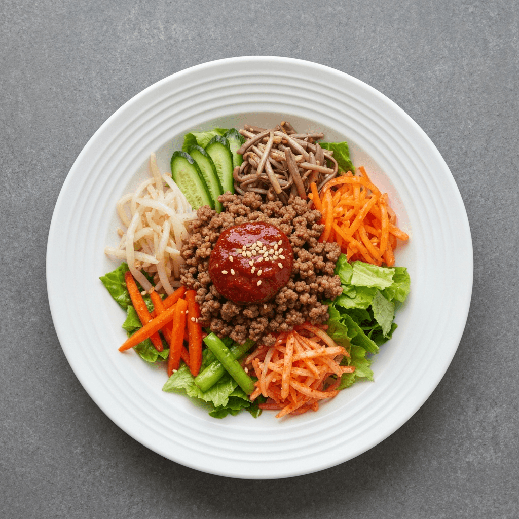 Deconstructed Bibimbap Salad with Gochujang Vinaigrette