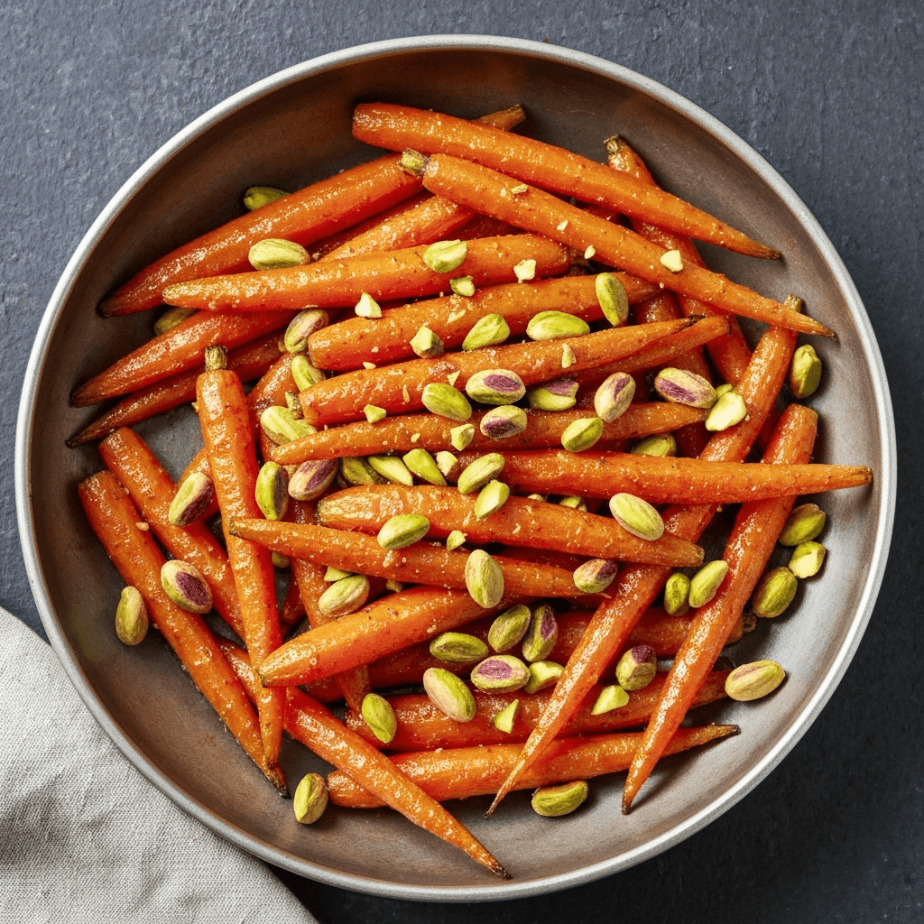 Moroccan Tagine-Spiced Glazed Carrots with Pistachios