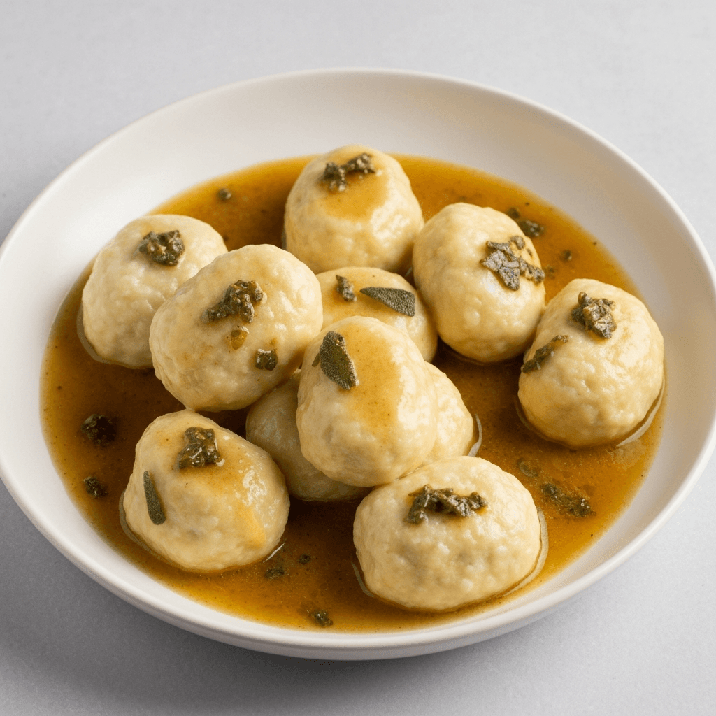 Garlic & Ricotta Gnudi with Brown Butter Sage Sauce