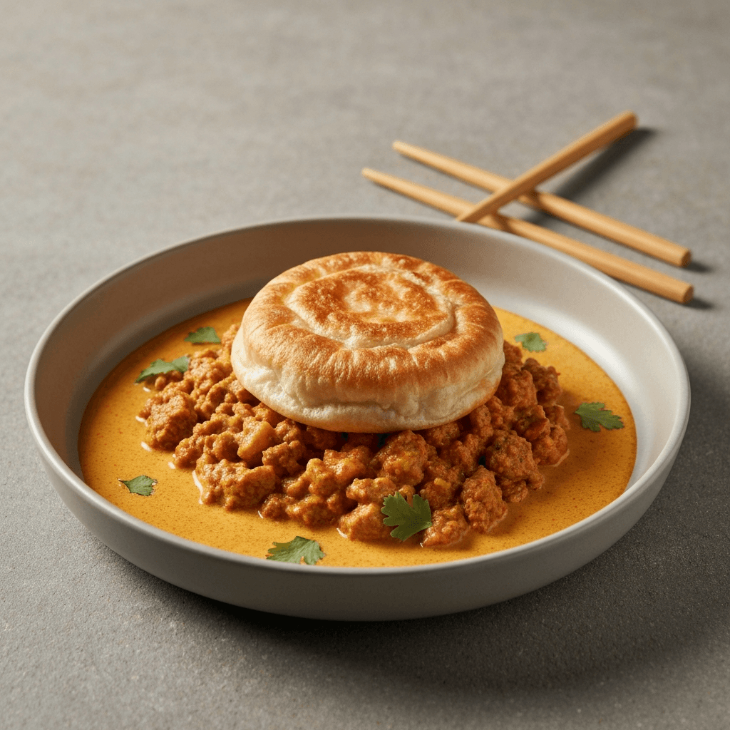 Coconut Curry Laksa Shepherd's Pie with Roti Prata Crust