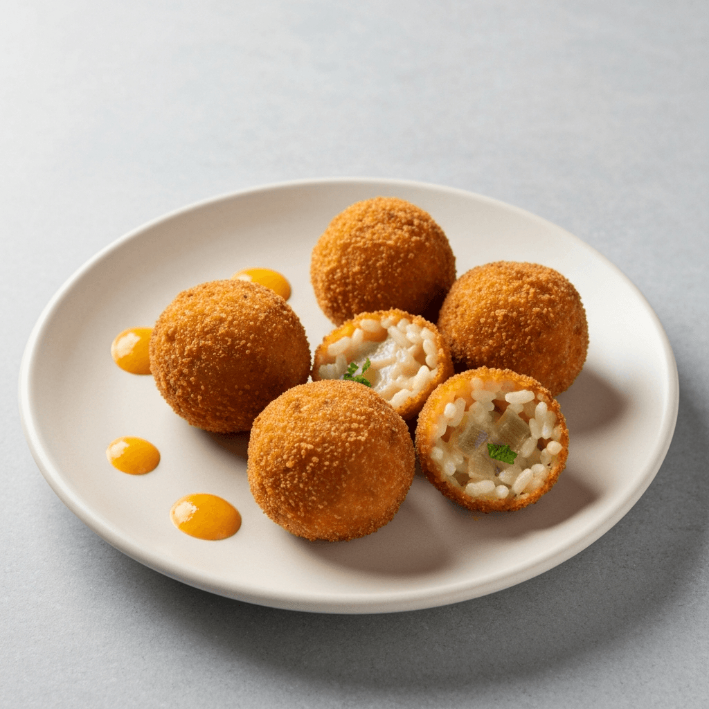 French Onion Soup Arancini with Saffron Aioli