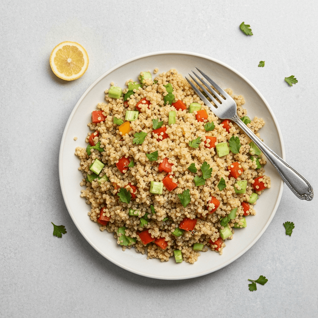 Quinoa Salad with Roasted Vegetables and Lemon-Herb Dressing (Gluten-Free)