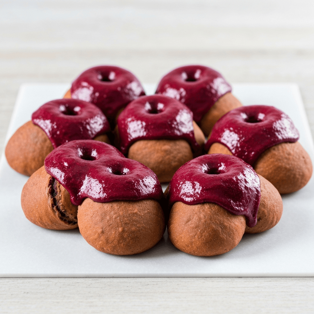 Chocolate Pampushky Doughnuts with Beetroot Glaze (Sweet Pampushky BREAD)