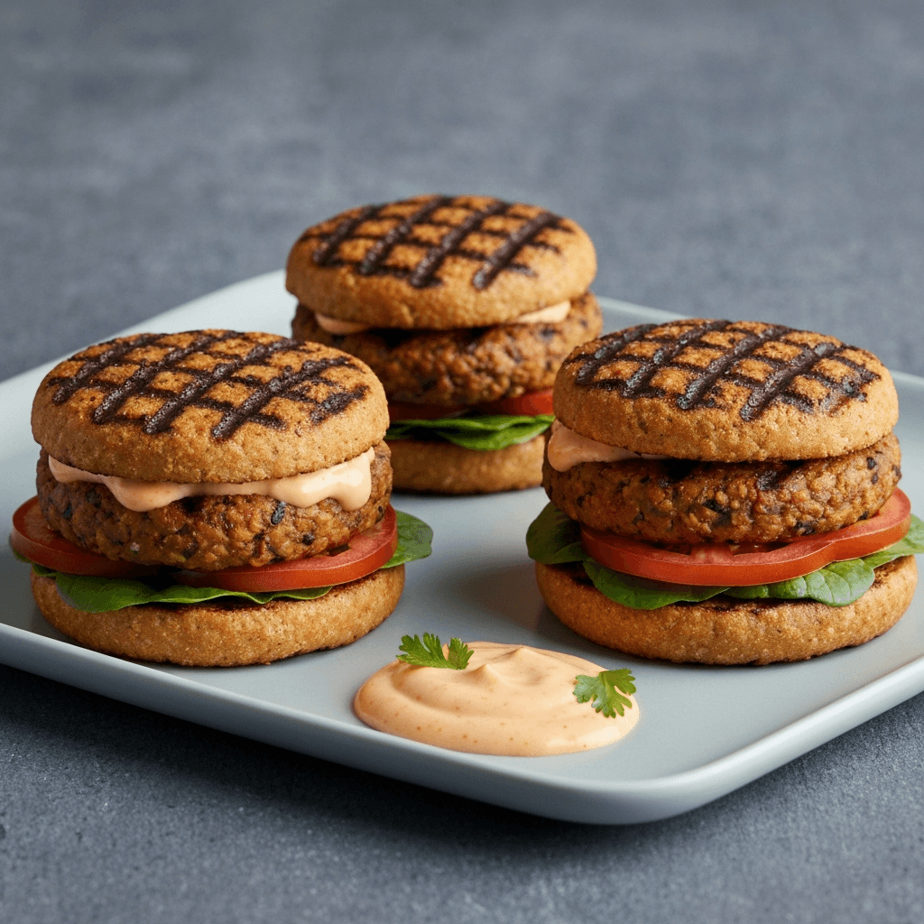 Black Bean and Sweet Potato Burgers with Spicy Mayo