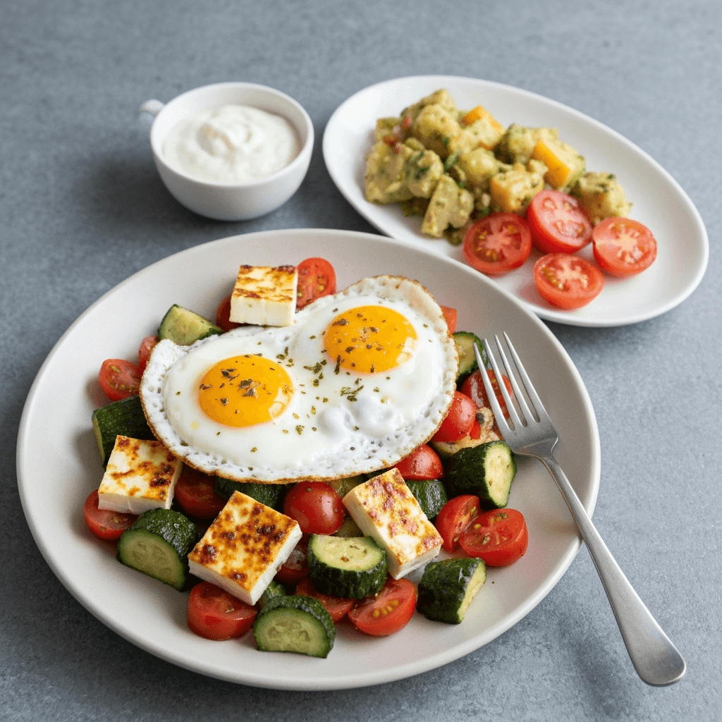 Mediterranean Baked Feta with Veggies & Eggs