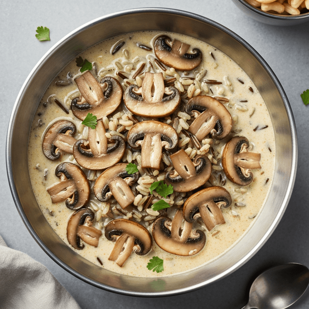 Vegan Creamy Mushroom and Wild Rice Soup