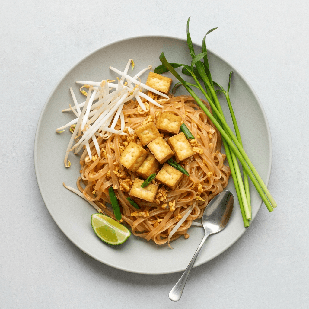 Vegan Pad Thai with Tofu and Tamarind Sauce