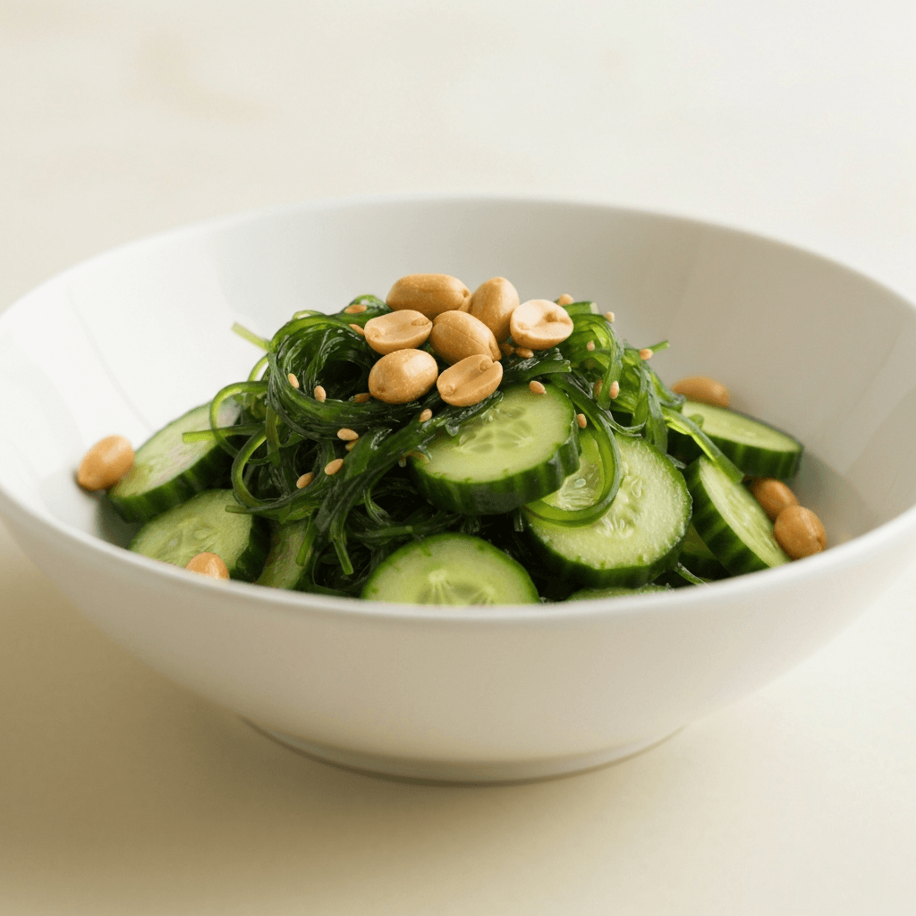 Spicy Cucumber and Seaweed Salad with Toasted Peanuts