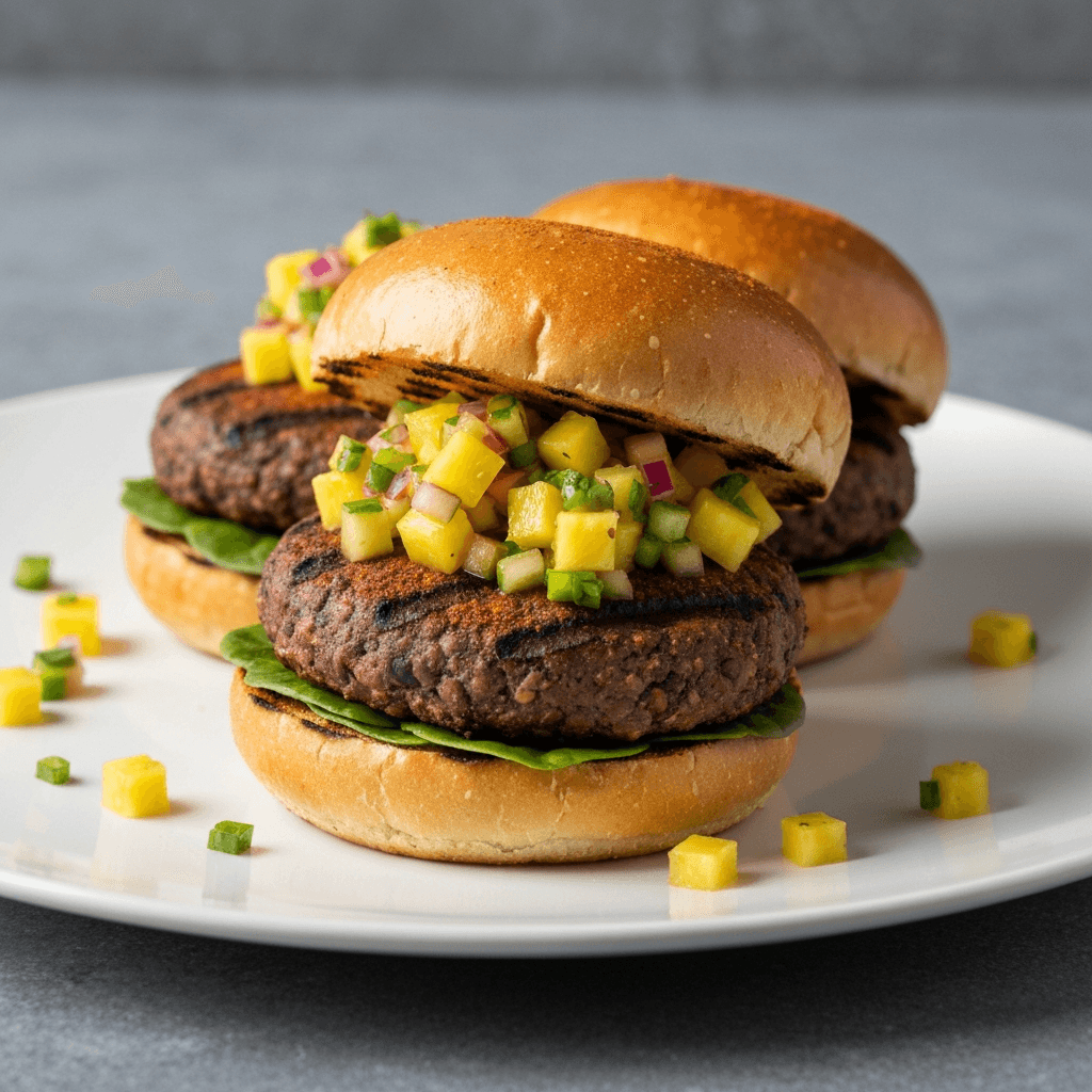 Vegan Feijoada Burgers with Pineapple Salsa