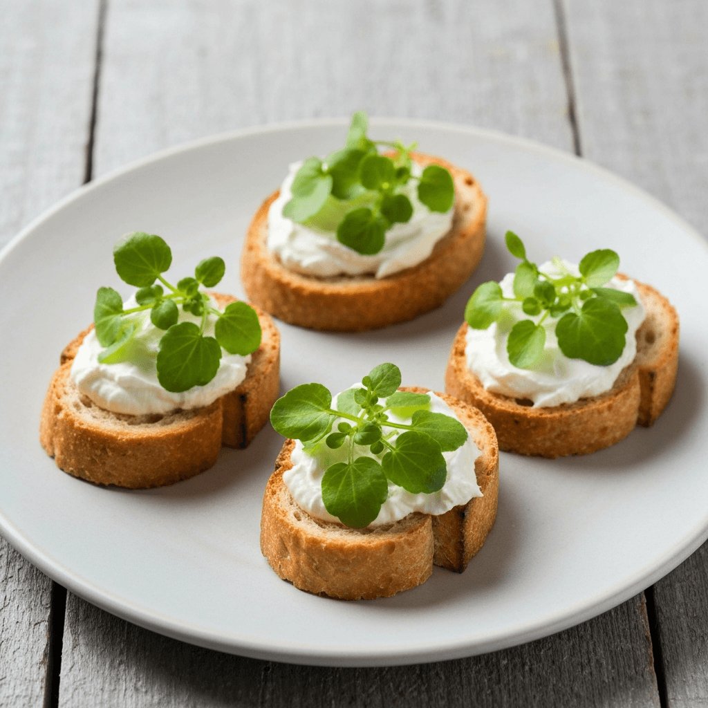 Watercress and Crème Fraîche Toasts