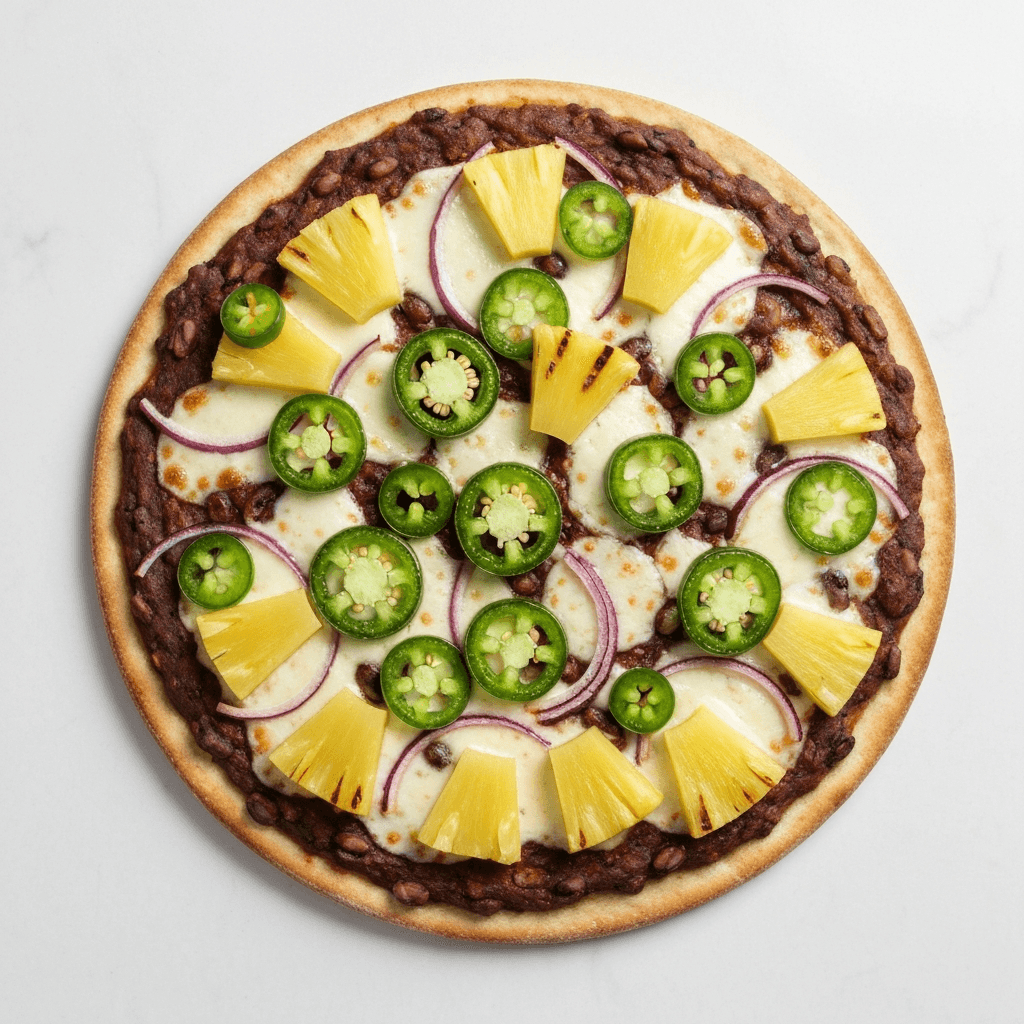 Black Bean and Pineapple Pizza with Jalapeno
