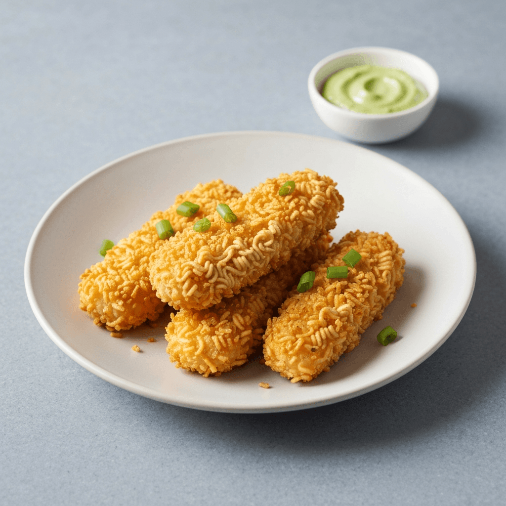 Ramen-Crusted Fish Sticks with Wasabi Mayo