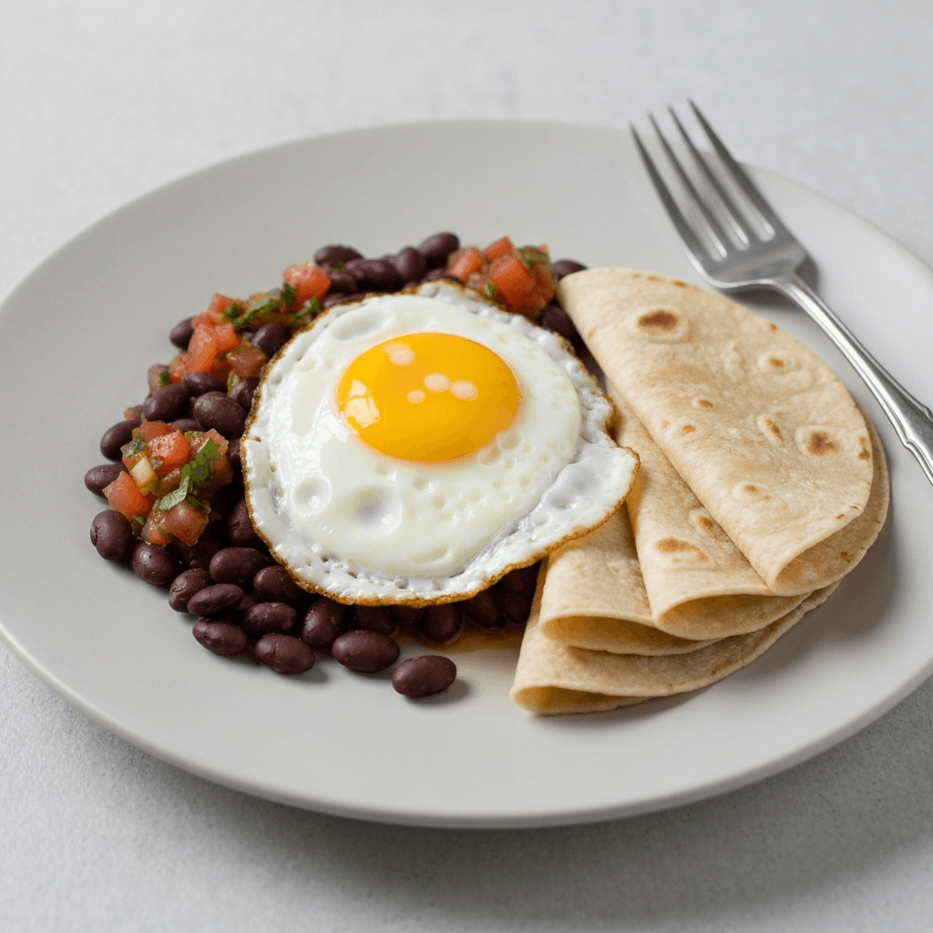 Huevos Rancheros with Black Bean Salsa