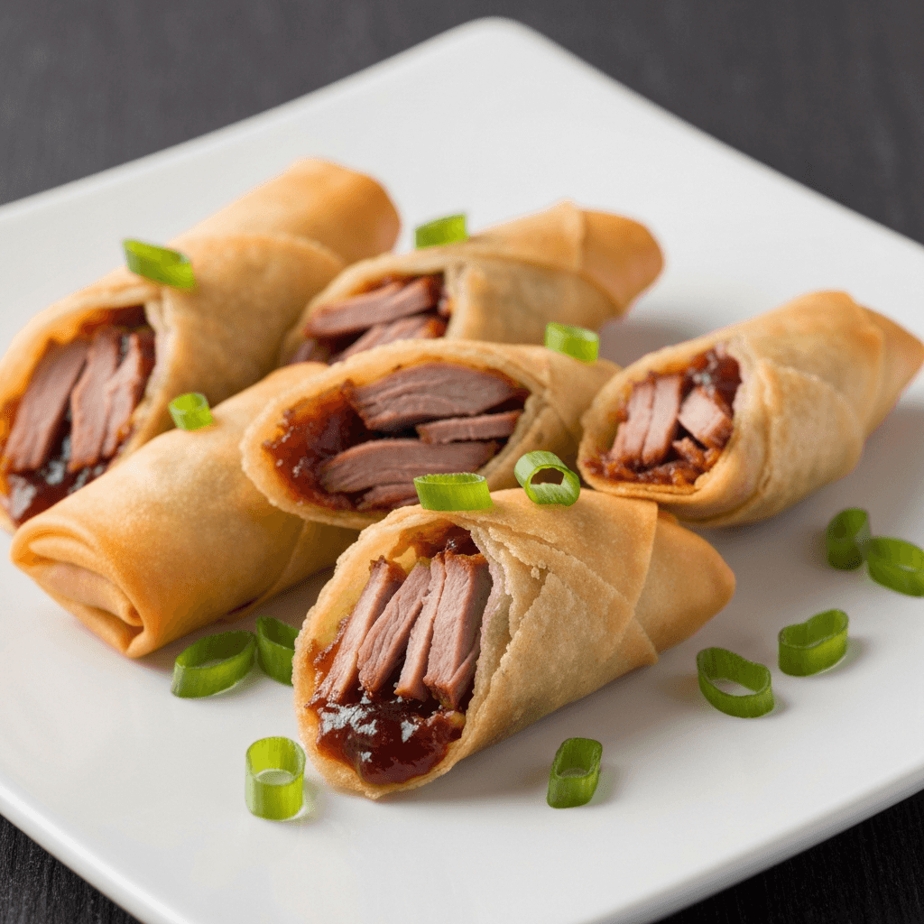 Peking Duck Spring Rolls with Plum Sauce and Scallions
