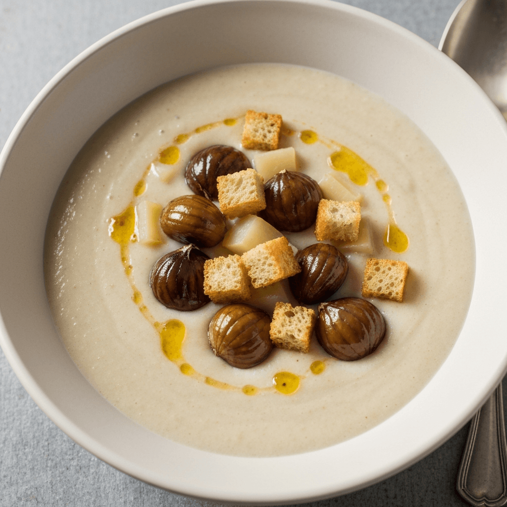 Chestnut and Celeriac Velouté with Brown Butter Croutons