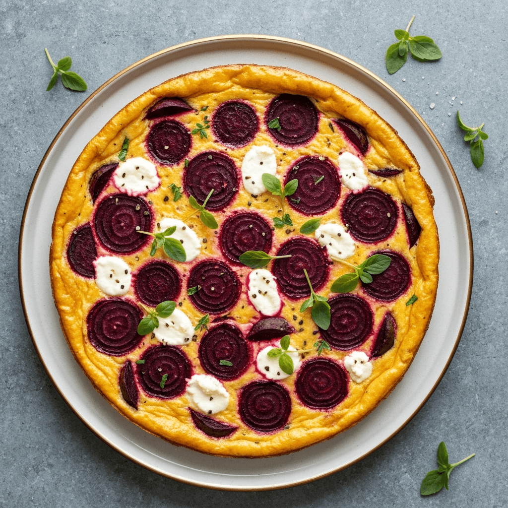 Roasted Beetroot and Goat Cheese Frittata