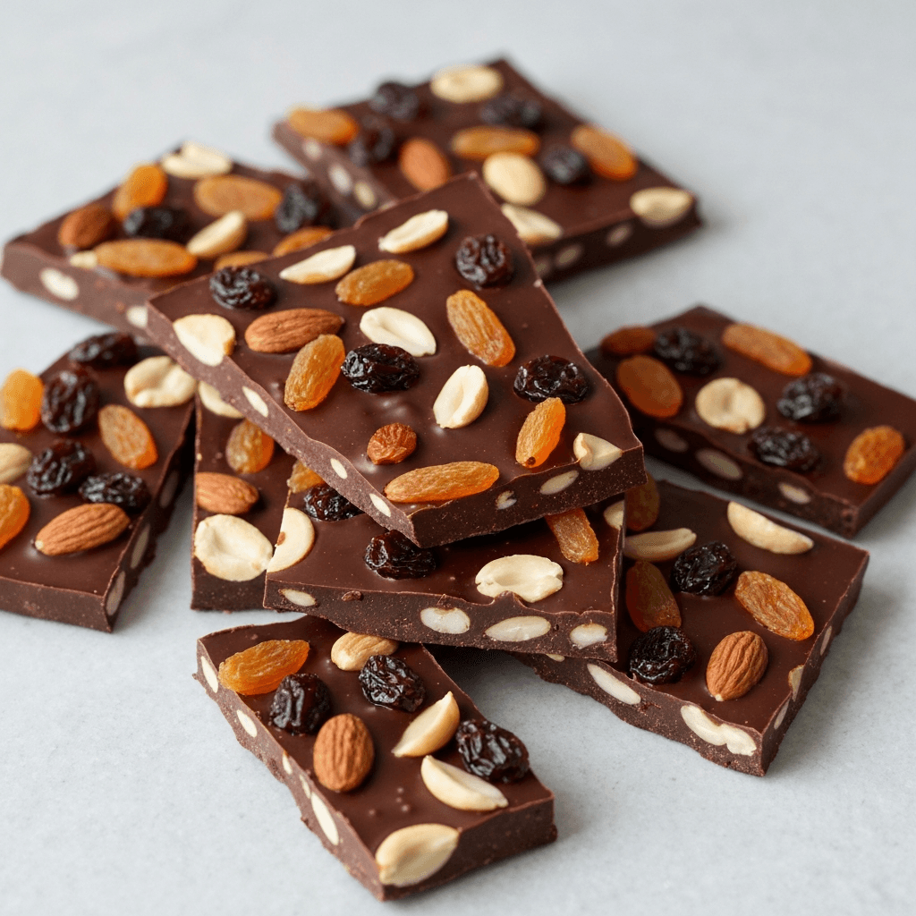 Moroccan Tagine-Spiced Chocolate Bark with Dried Fruit and Nuts
