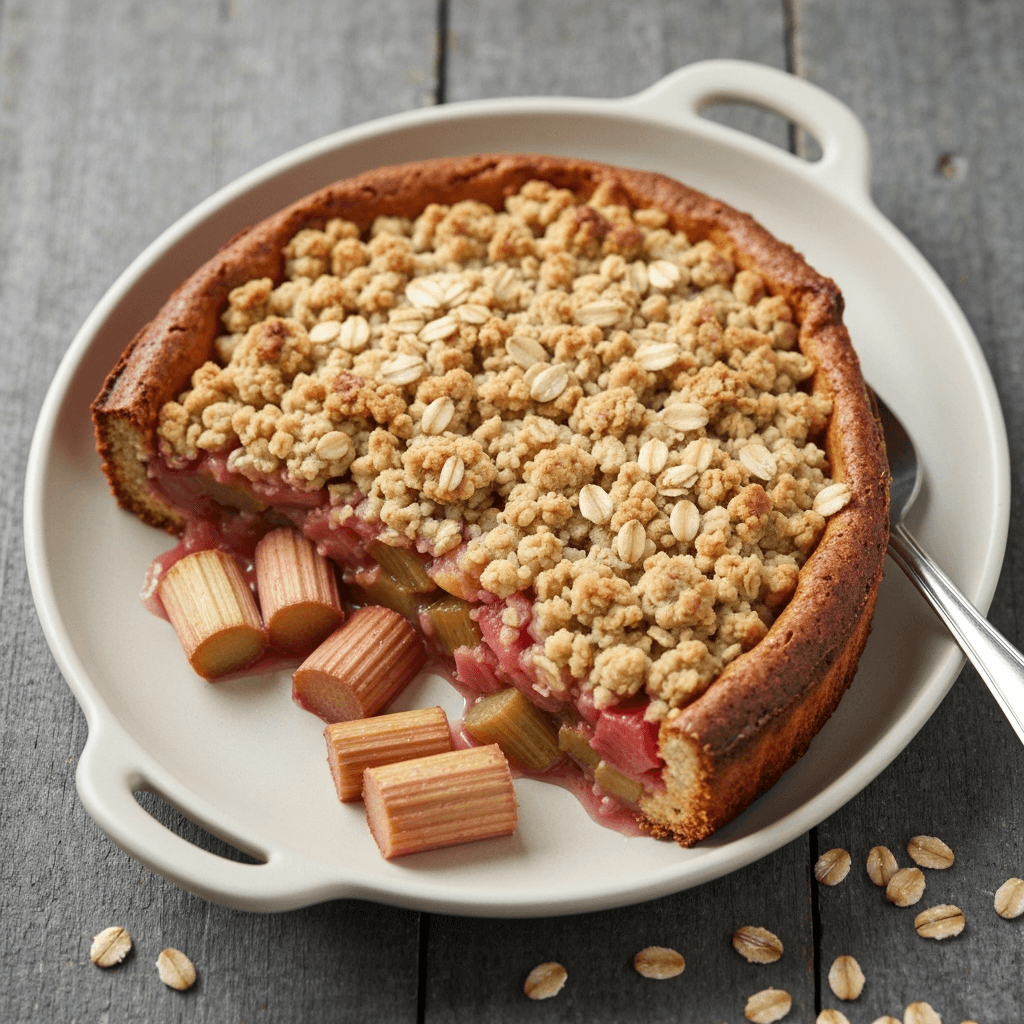Rhubarb and Ginger Crumble with Oat Topping