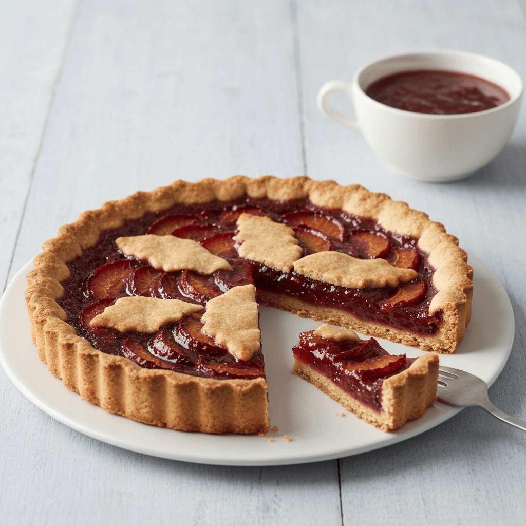 German Linzer Tart with Spiced Plum Filling