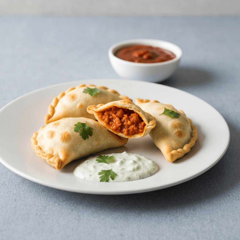 Chili Empanadas with Cilantro Lime Crema