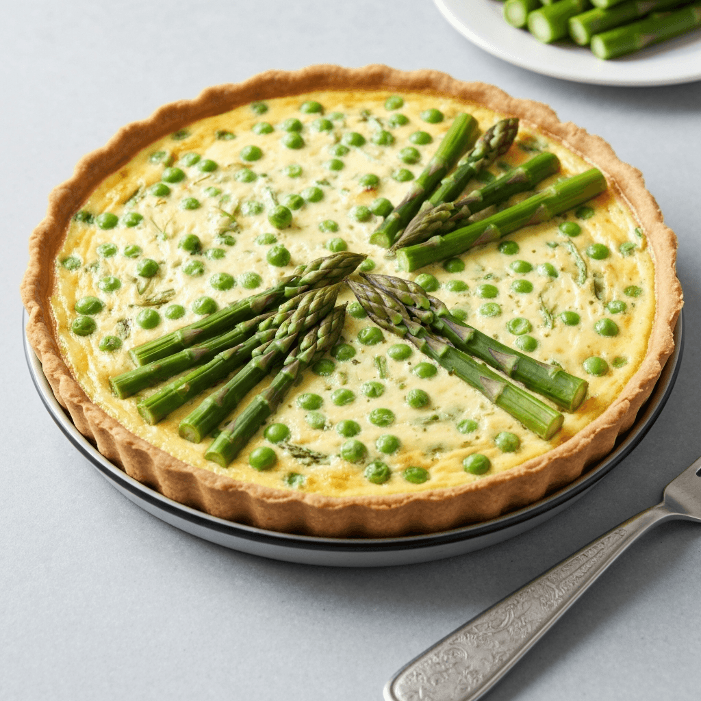 Spring Pea & Asparagus Quiche with Lemon-Herb Crust