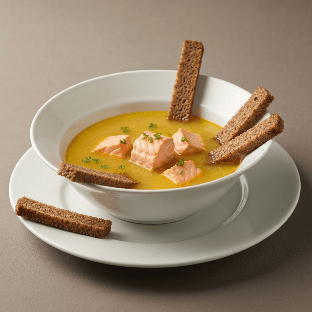 Salmon Soup with Rye Bread Soldiers