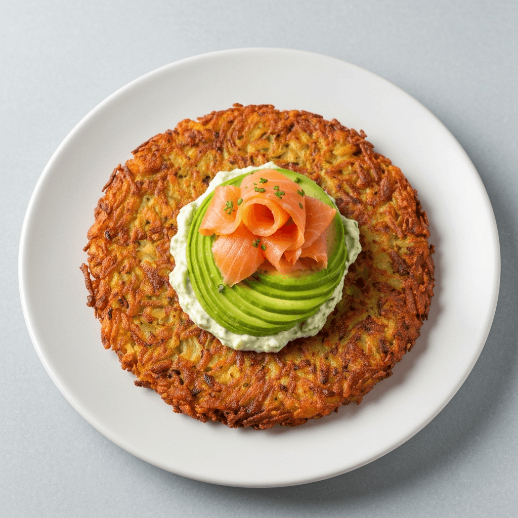 Bobotie Rosti with Smoked Salmon and Avocado