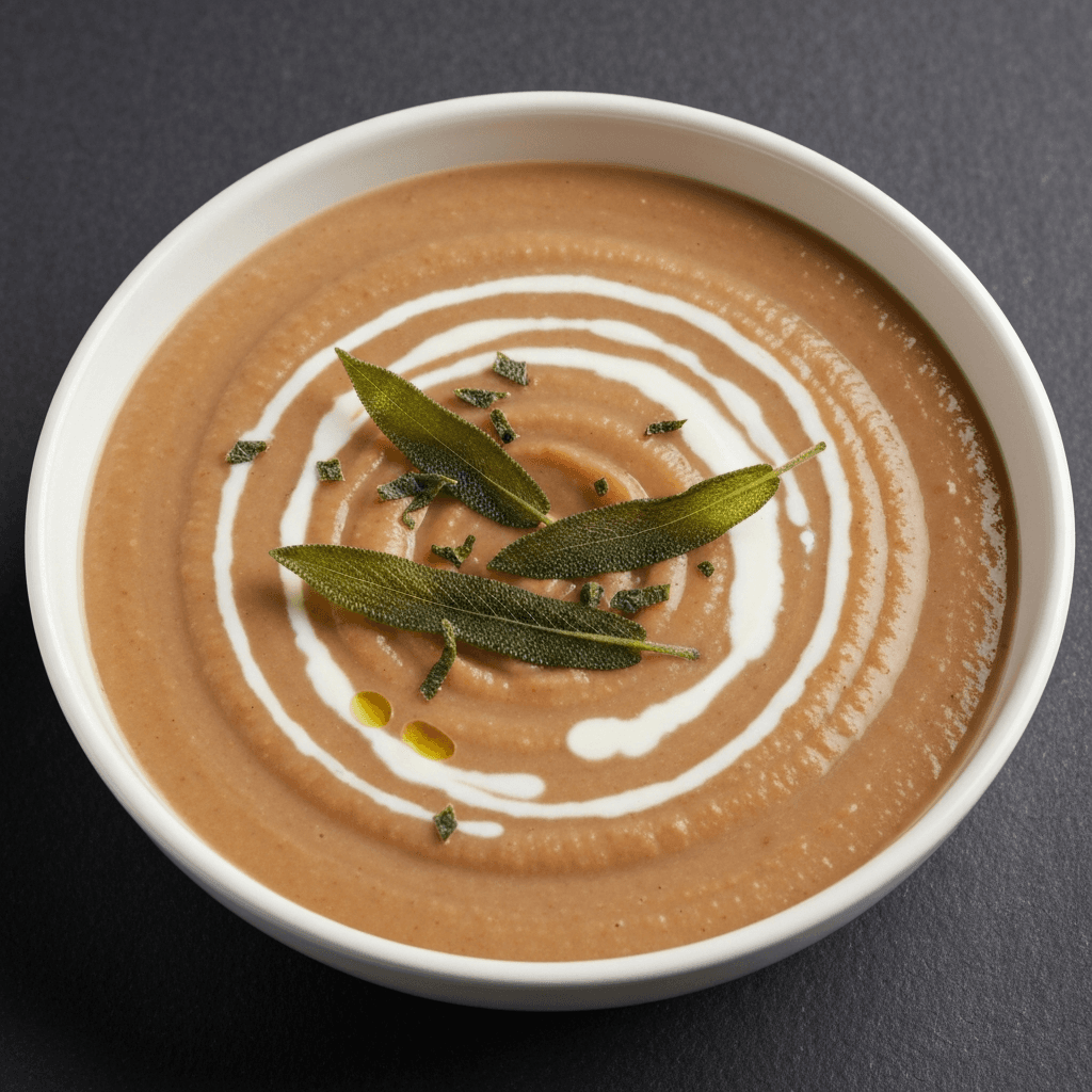Creamy Chestnut Soup with Crispy Sage