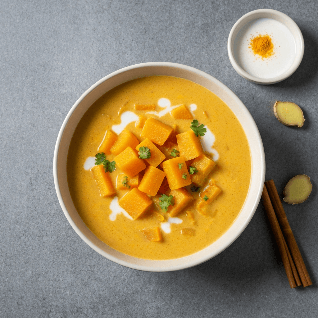 Butternut Squash and Coconut Curry Soup with Ginger and Turmeric