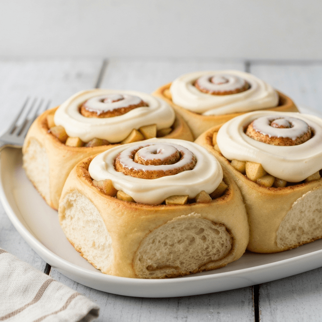 Apple and Cinnamon Rolls with Cream Cheese Frosting