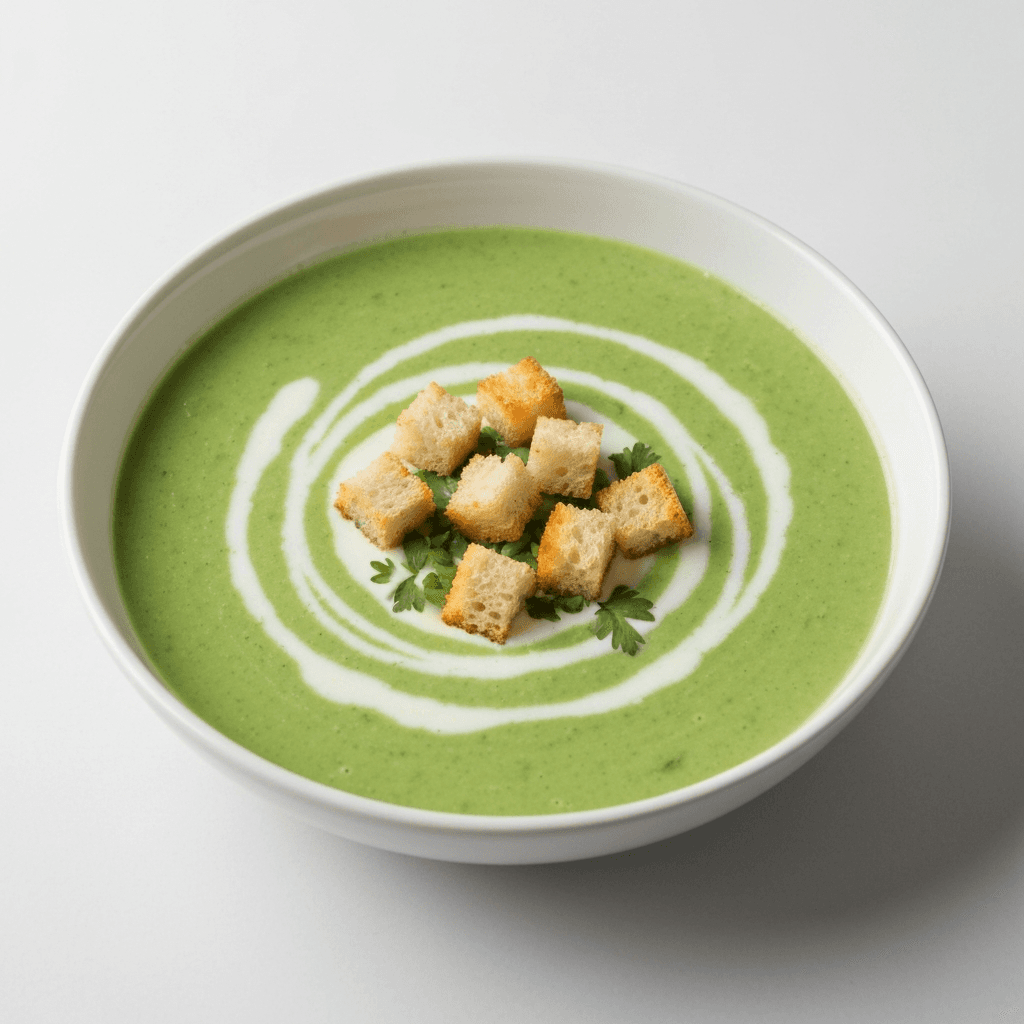 Creamy Watercress Soup with Toasted Croutons