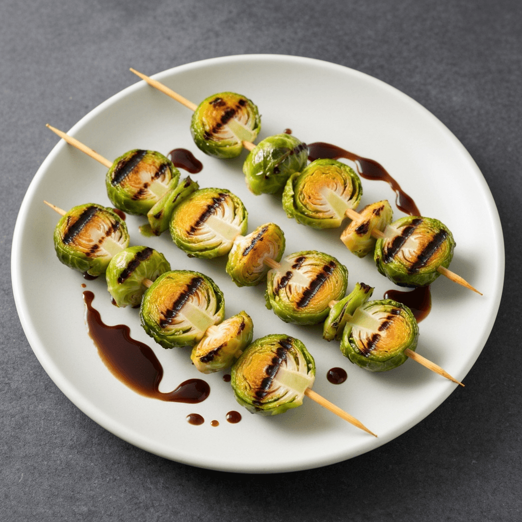 Grilled Brussels Sprouts Skewers with Balsamic Glaze