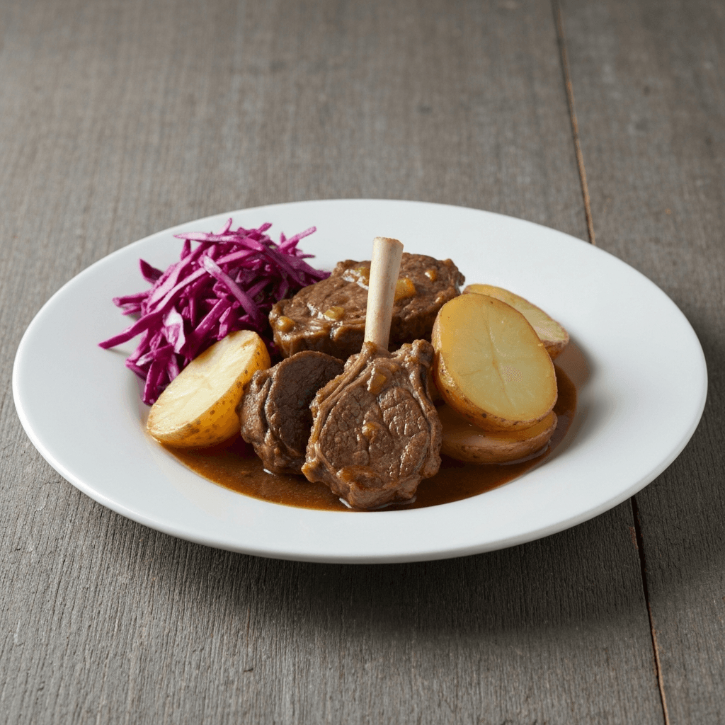 Lancashire Hotpot with Red Cabbage Slaw