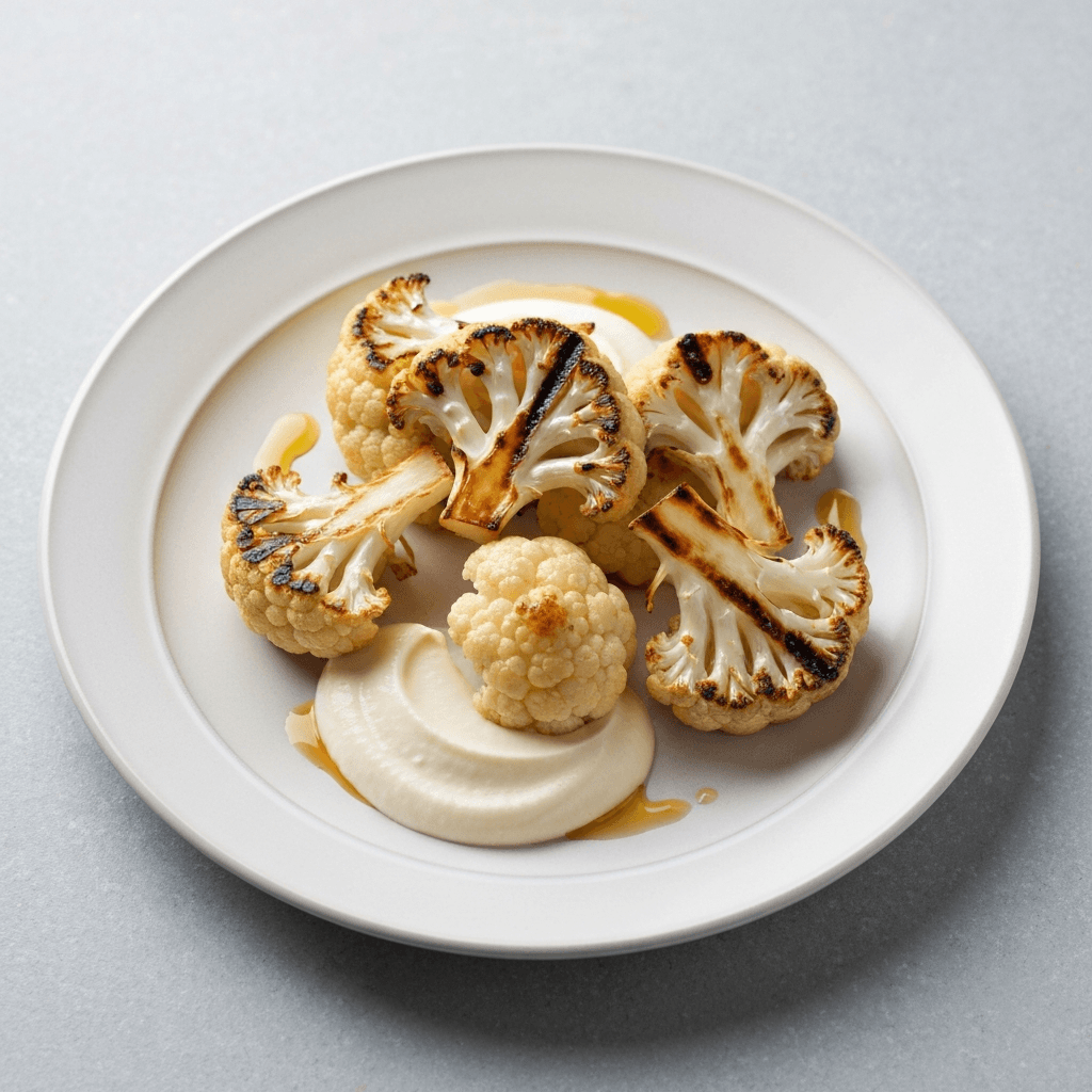 Grilled Caramelized Cauliflower with Honey-Lavender Mascarpone