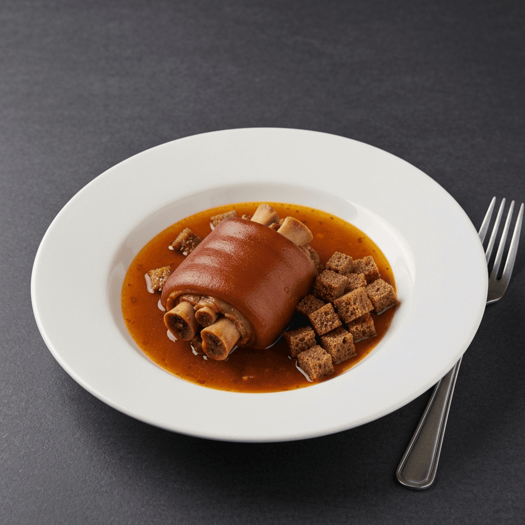 Solyanka-Braised Pork Knuckle Stew with Rye Croutons