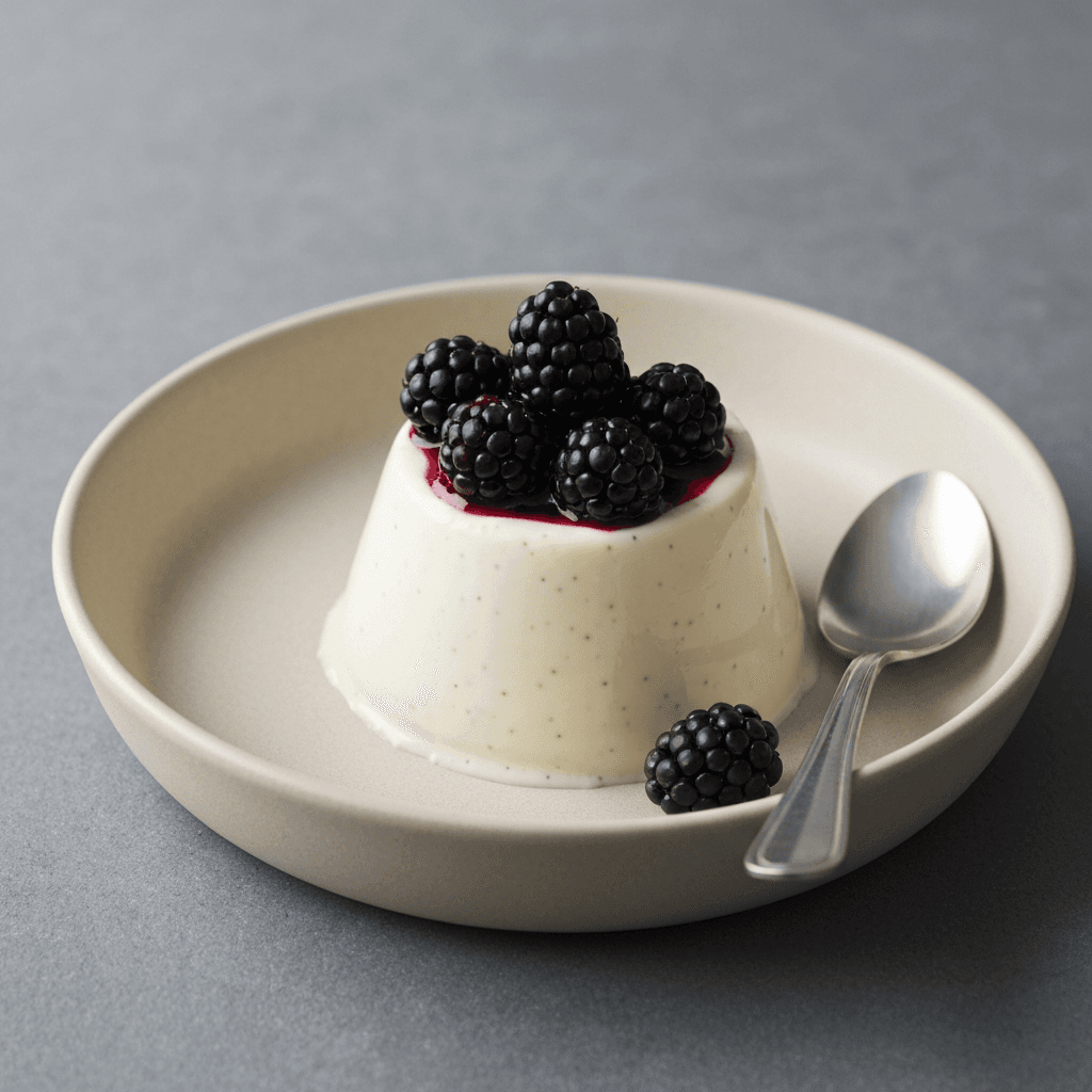 Jersey Black Butter Panna Cotta with Blackberry Compote