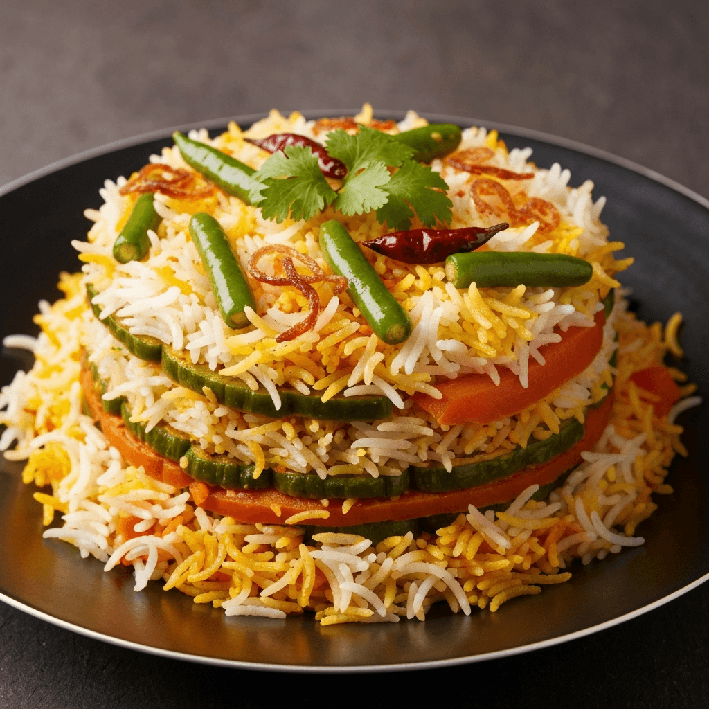 Vegetable Biryani with Saffron and Rosewater