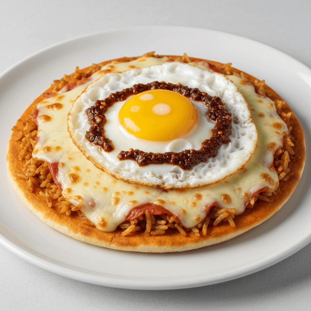 Nasi Goreng Pizza with Fried Egg and Sambal